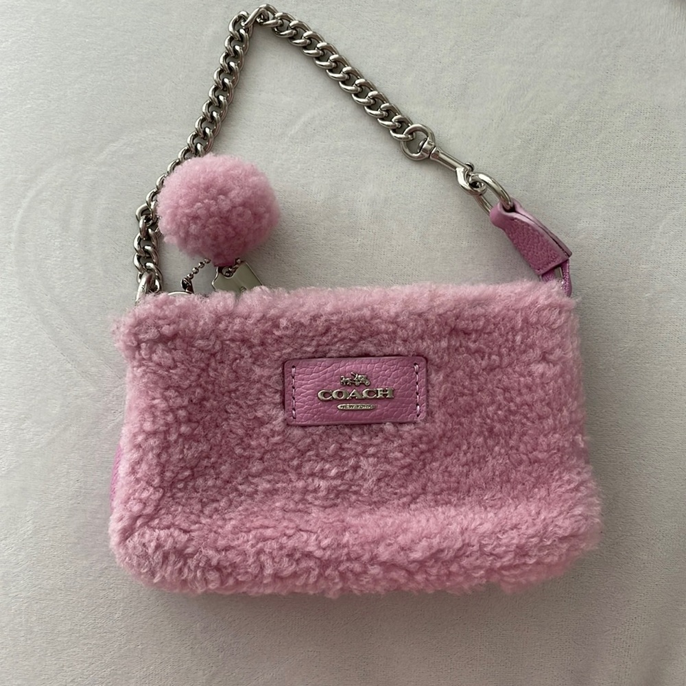 Coach Pink Fluffy Mini Bag Wristlet